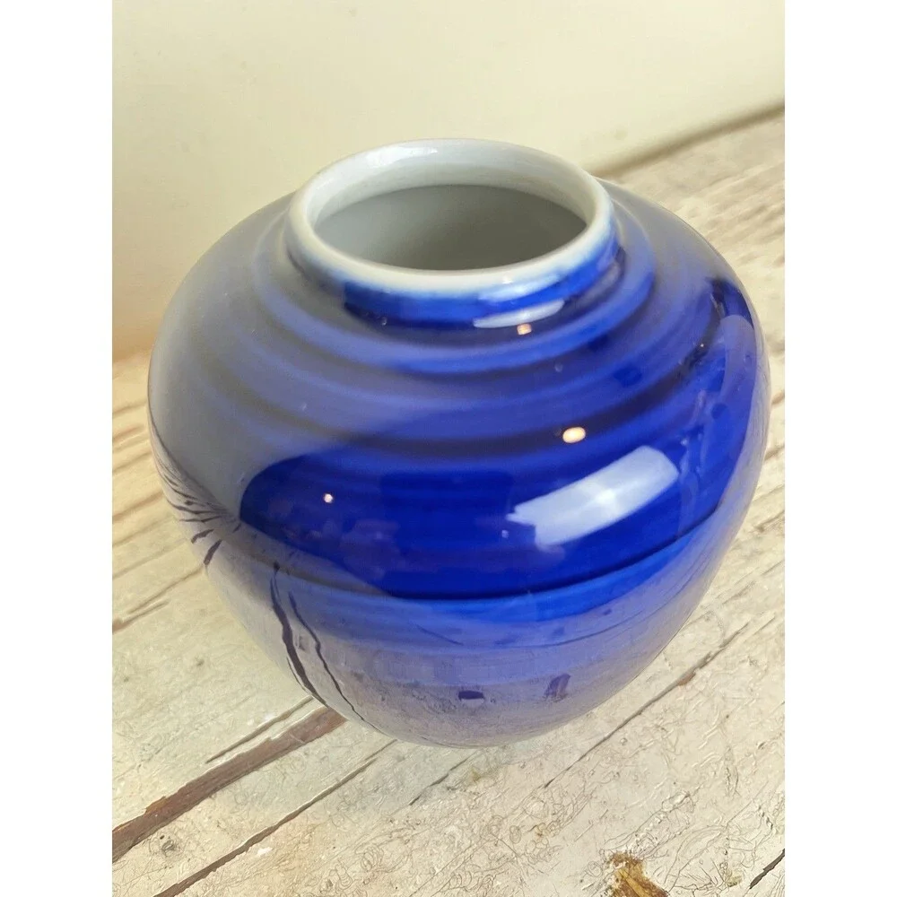 Vintage Takahashi San Francisco Hand-Painted Porcelain Bonsai Tree Vase